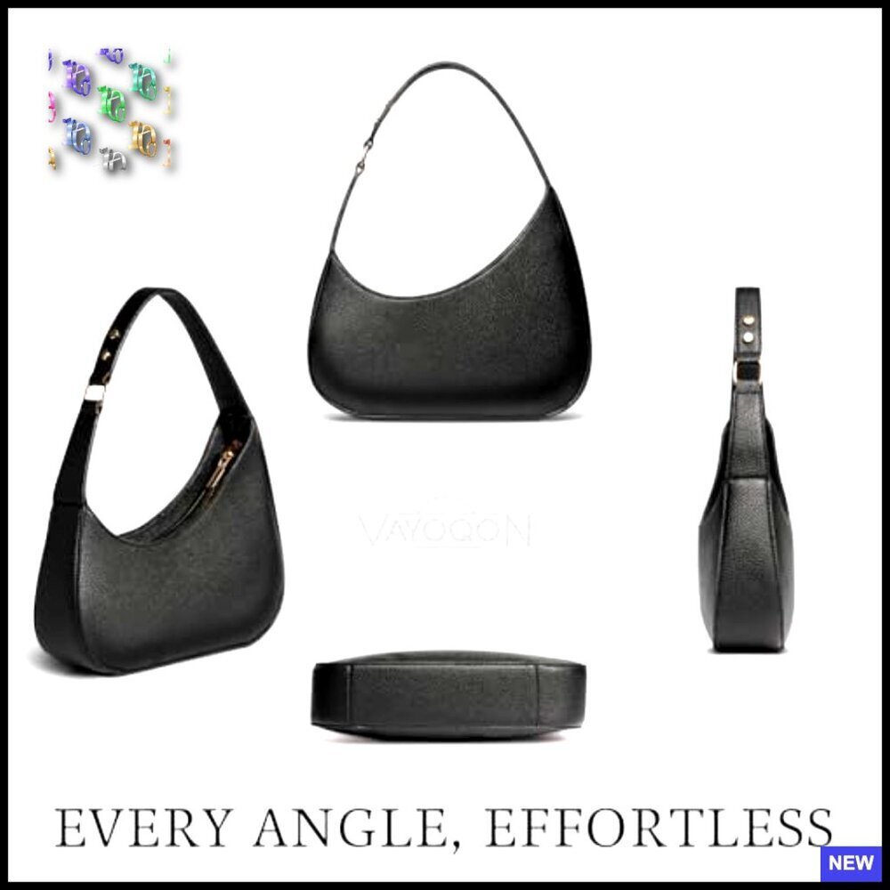 PU Leather Mini Shoulder Bag Chic Minimal Crescent Clutch Evening Out - Picture 7 of 7